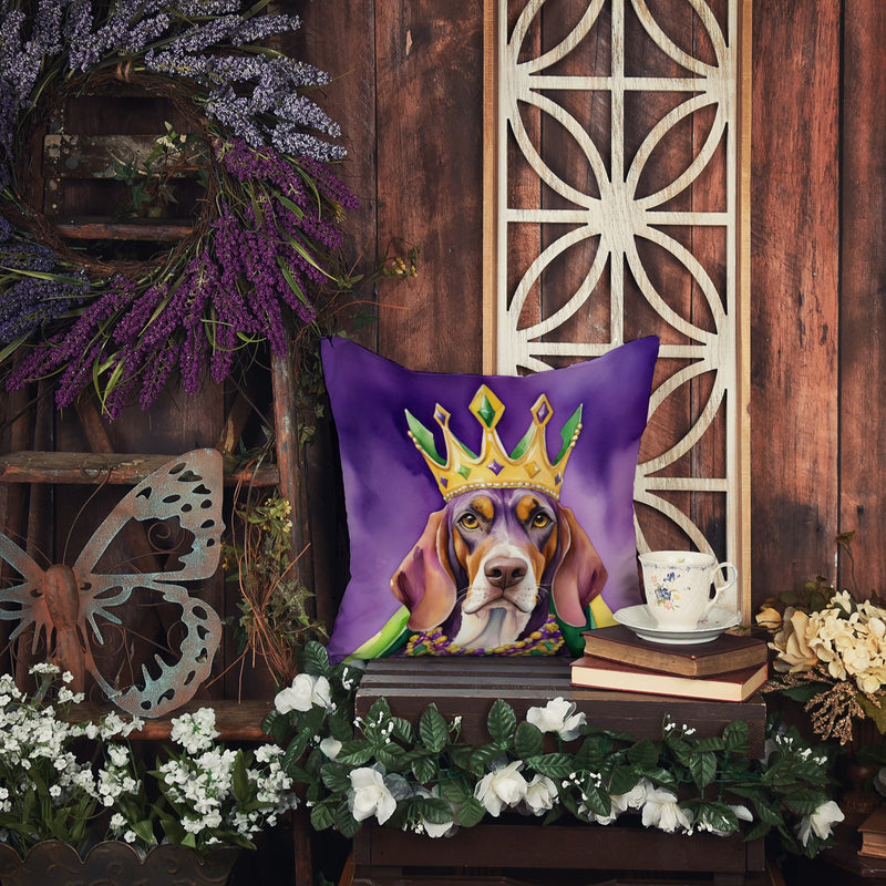 American English Coonhound King of Mardi Gras Throw Pillow