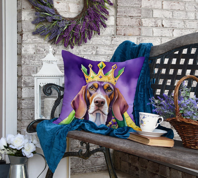 American English Coonhound King of Mardi Gras Throw Pillow
