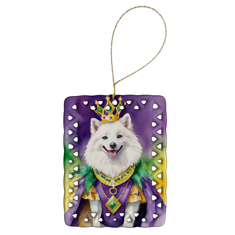 American Eskimo King of Mardi Gras Porcelain Ornament