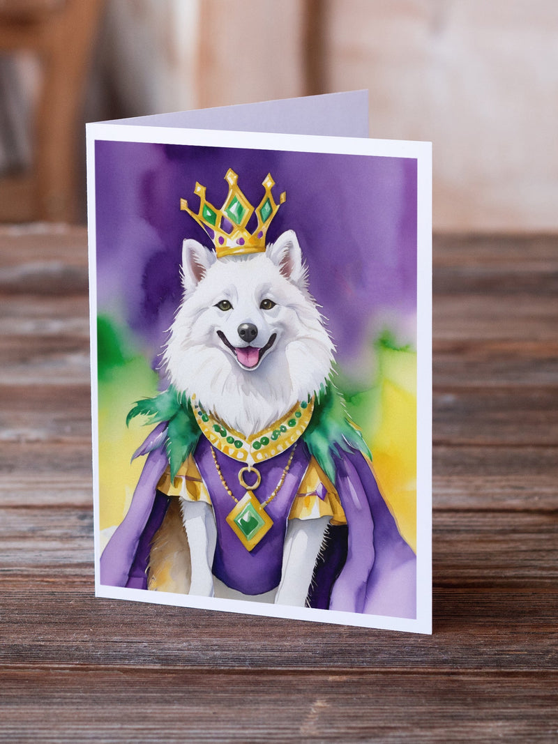 American Eskimo King of Mardi Gras Greeting Cards - Blank Note Cards – 8-Pack of Artist-Designed Cards with Envelopes