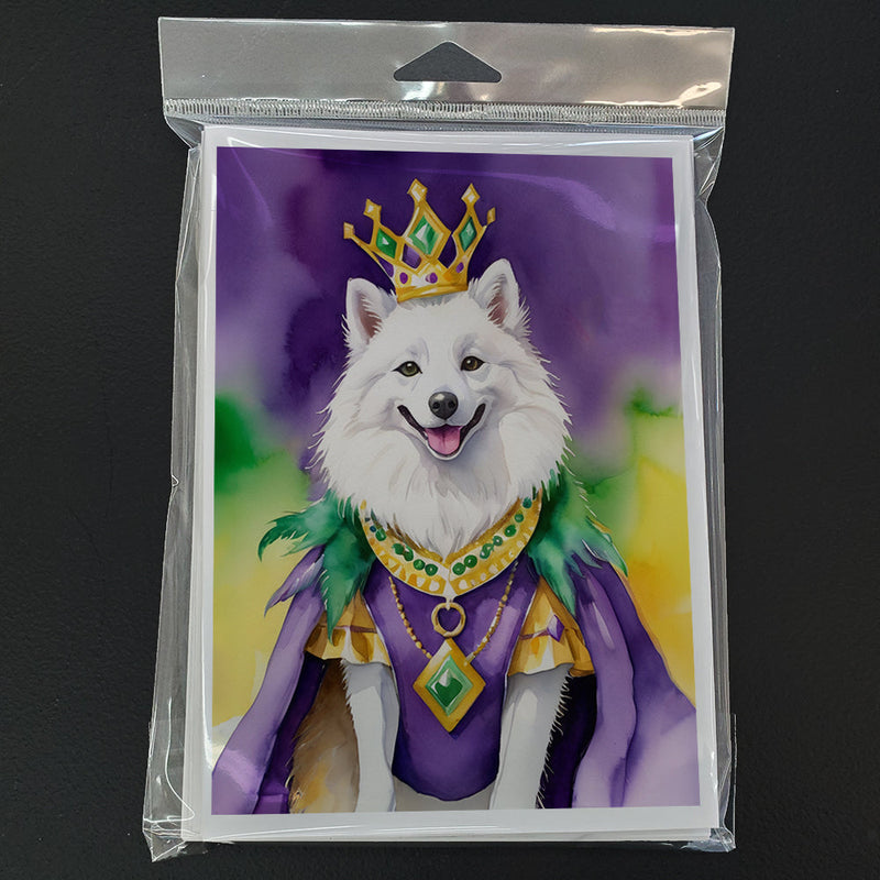 American Eskimo King of Mardi Gras Greeting Cards - Blank Note Cards – 8-Pack of Artist-Designed Cards with Envelopes