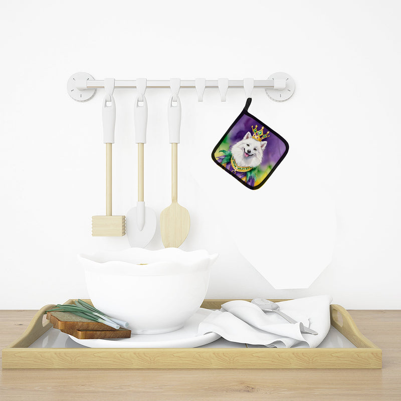 American Eskimo King of Mardi Gras Pot Holders - Set of 2 Decorative Kitchen Helpers | Made in the USA