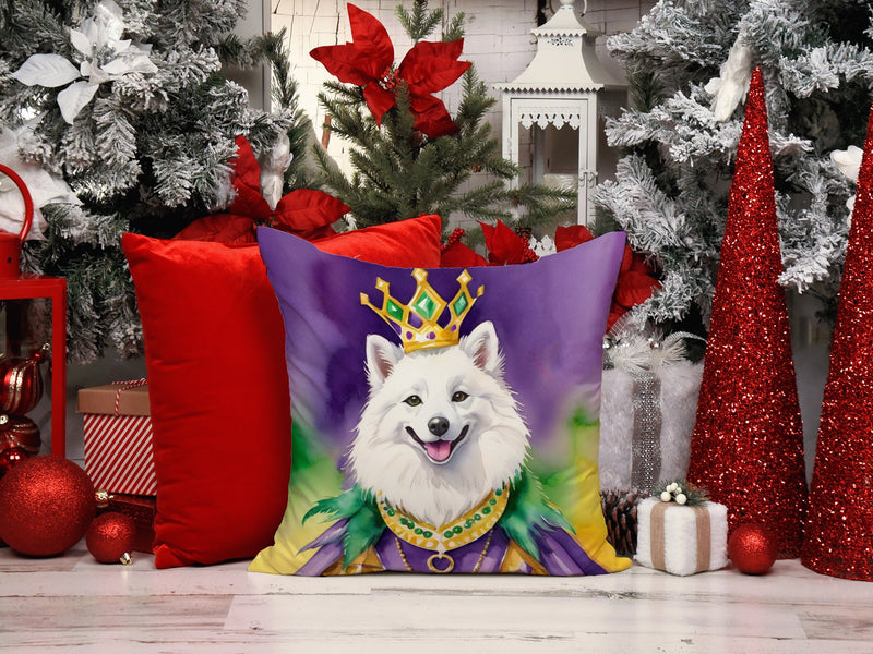 American Eskimo King of Mardi Gras Throw Pillow - 14x14 Decorative Pillow – Art for Your Home & Patio