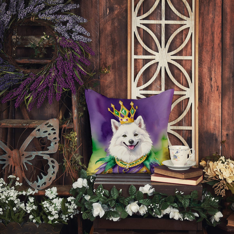 American Eskimo King of Mardi Gras Throw Pillow