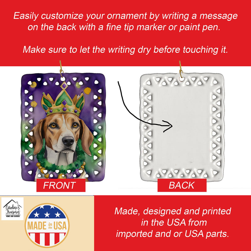 American Foxhound King of Mardi Gras Porcelain Ornament