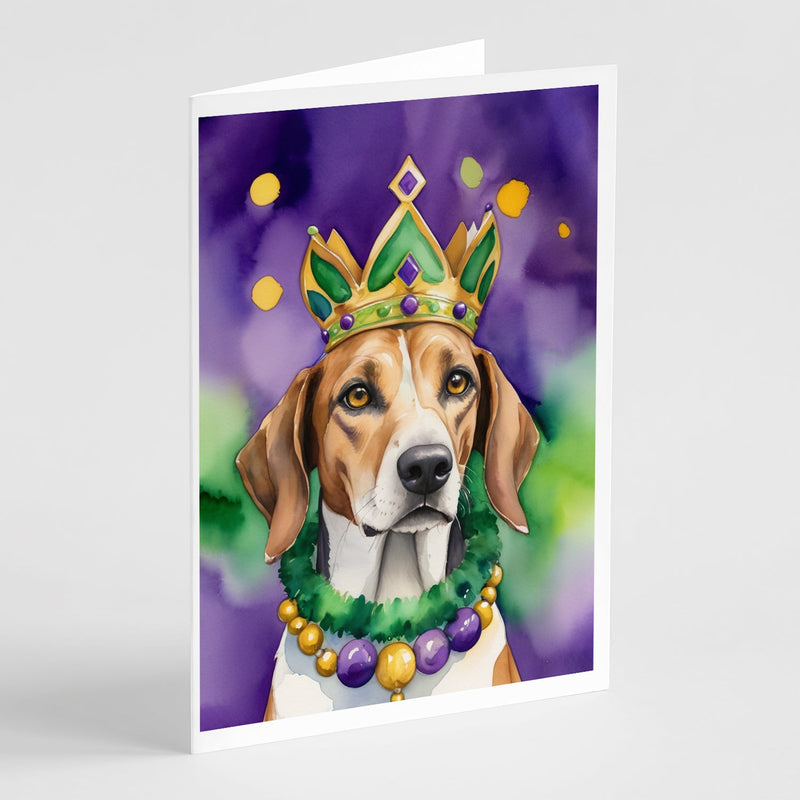 American Foxhound King of Mardi Gras Greeting Cards - Blank Note Cards – 8-Pack of Artist-Designed Cards with Envelopes