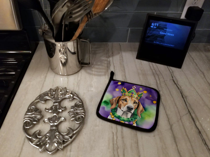 American Foxhound King of Mardi Gras Pot Holders - Set of 2 Decorative Kitchen Helpers | Made in the USA