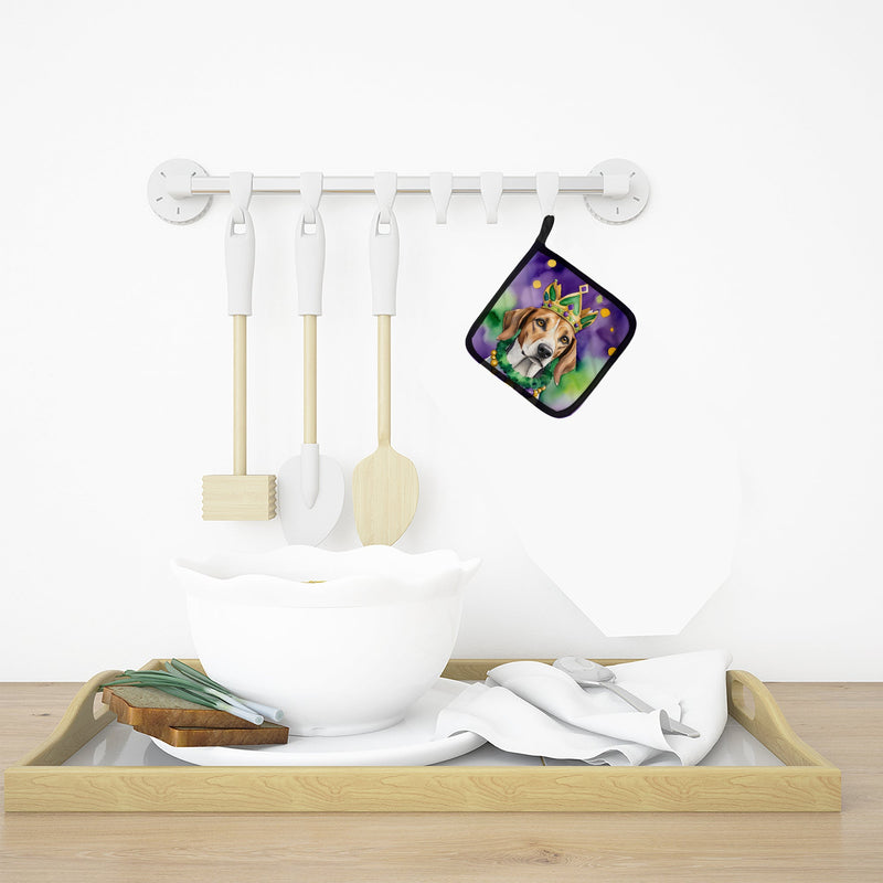 American Foxhound King of Mardi Gras Pot Holders - Set of 2 Decorative Kitchen Helpers | Made in the USA