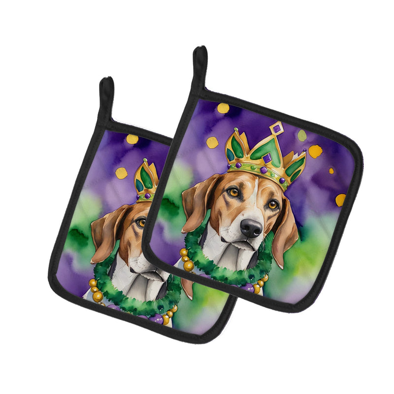 American Foxhound King of Mardi Gras Pot Holders - Set of 2 Decorative Kitchen Helpers | Made in the USA