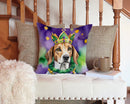 American Foxhound King of Mardi Gras Throw Pillow - 14x14 Decorative Pillow – Art for Your Home & Patio