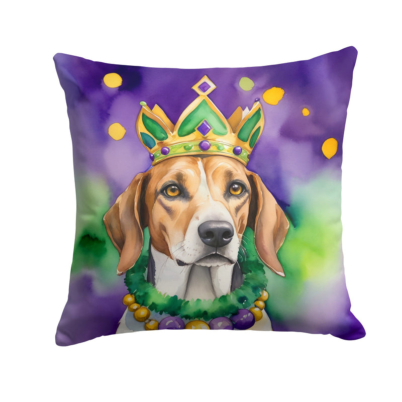 American Foxhound King of Mardi Gras Throw Pillow - 14x14 Decorative Pillow – Art for Your Home & Patio