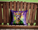 American Hairless Terrier King of Mardi Gras Throw Pillow - 14x14 Decorative Pillow – Art for Your Home & Patio