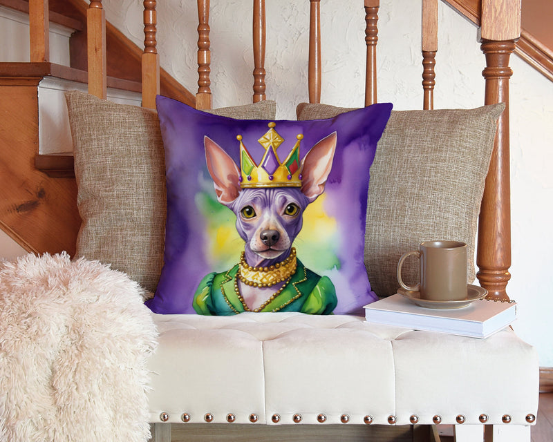 American Hairless Terrier King of Mardi Gras Throw Pillow - 14x14 Decorative Pillow – Art for Your Home & Patio