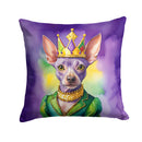American Hairless Terrier King of Mardi Gras Throw Pillow - 14x14 Decorative Pillow – Art for Your Home & Patio