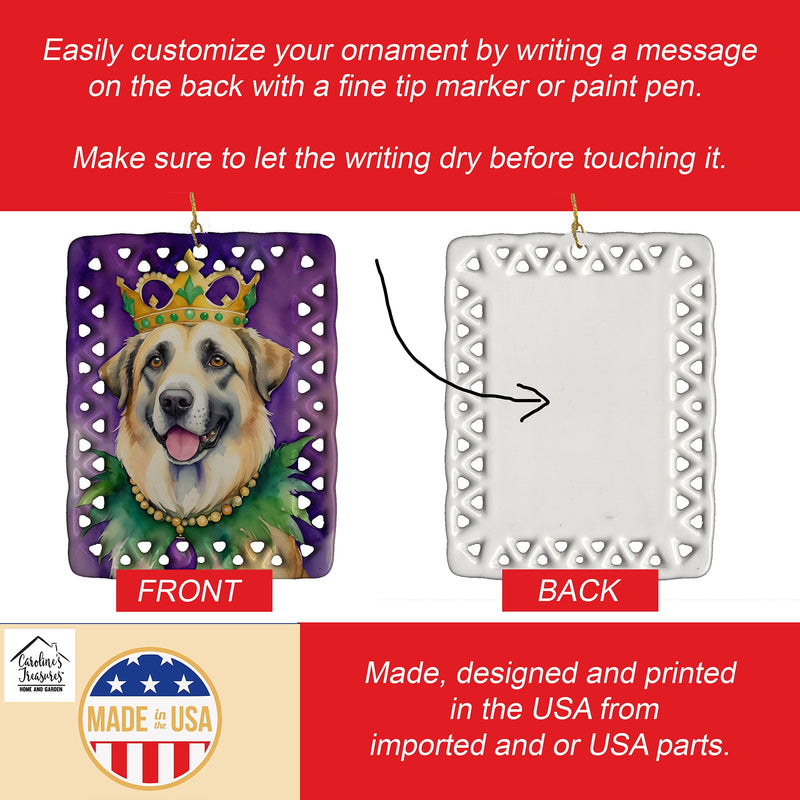 Anatolian Shepherd Dog King of Mardi Gras Porcelain Ornament