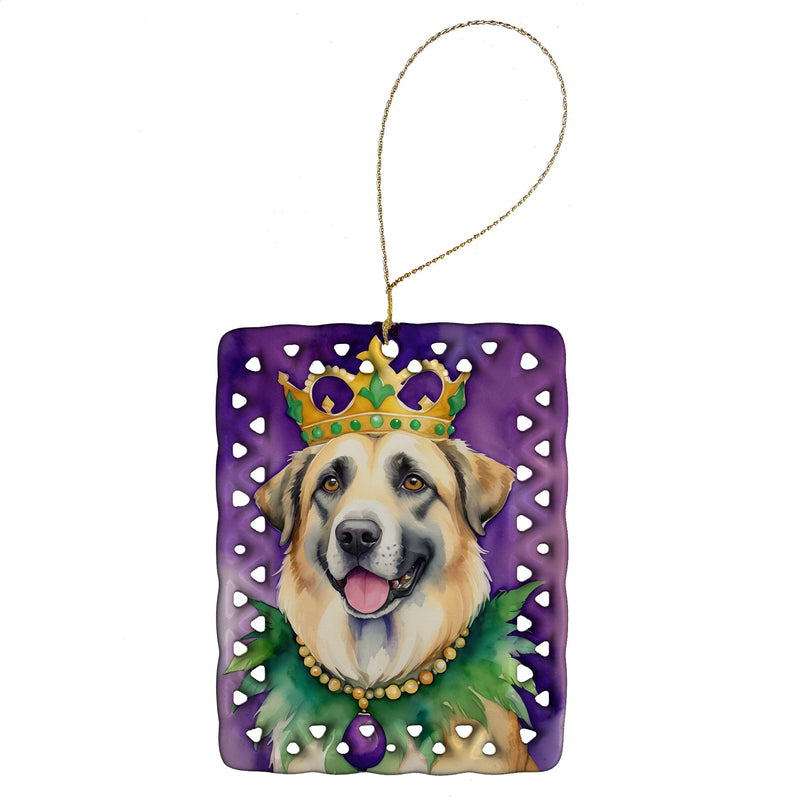 Anatolian Shepherd Dog King of Mardi Gras Porcelain Ornament