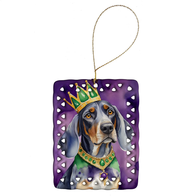 Bluetick Coonhound King of Mardi Gras Porcelain Ornament