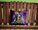 Bluetick Coonhound King of Mardi Gras Throw Pillow - 14x14 Decorative Pillow – Art for Your Home & Patio