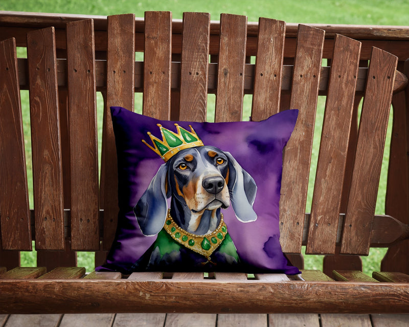 Bluetick Coonhound King of Mardi Gras Throw Pillow - 14x14 Decorative Pillow – Art for Your Home & Patio