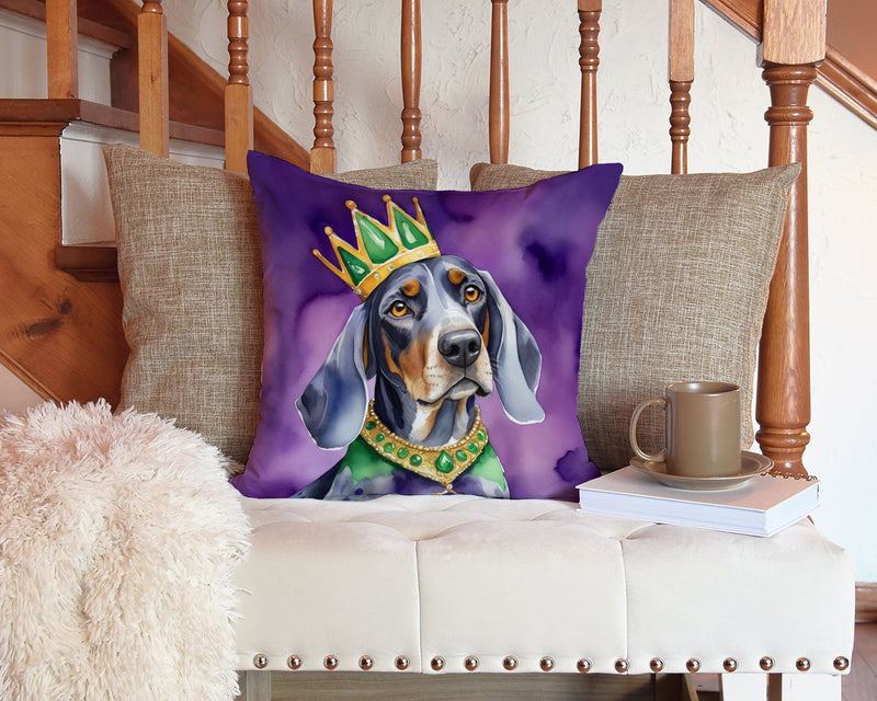 Bluetick Coonhound King of Mardi Gras Throw Pillow - 14x14 Decorative Pillow – Art for Your Home & Patio