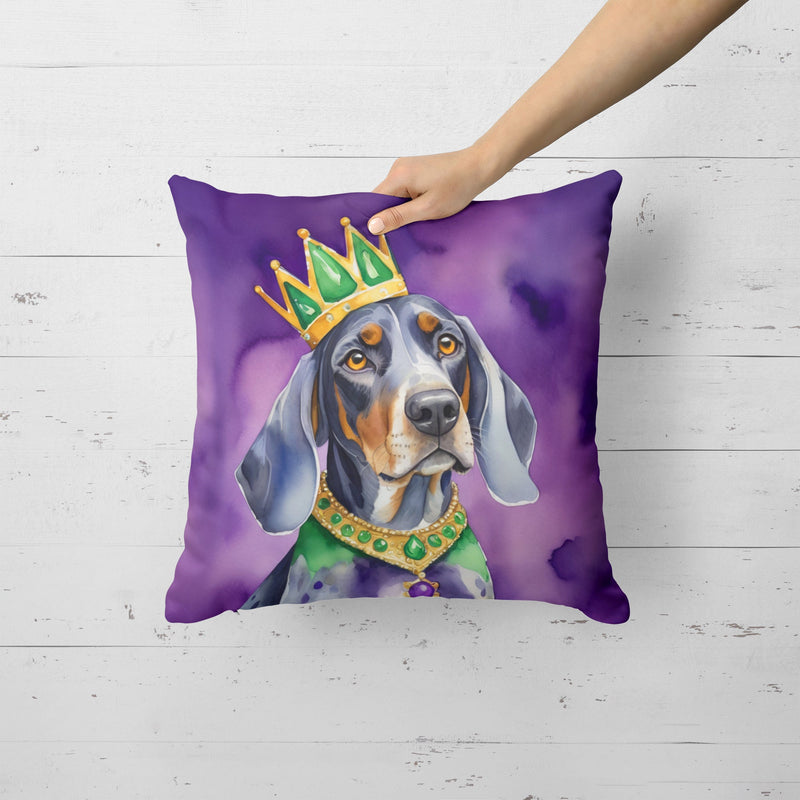 Bluetick Coonhound King of Mardi Gras Throw Pillow