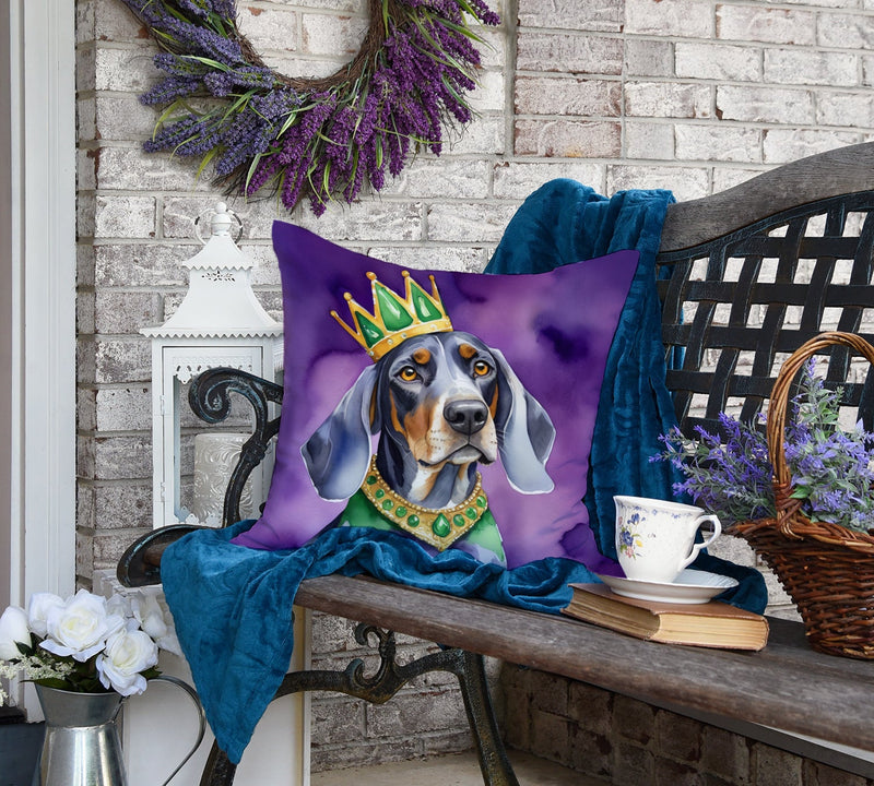 Bluetick Coonhound King of Mardi Gras Throw Pillow