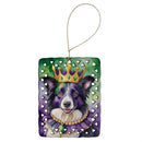 Border Collie King of Mardi Gras Porcelain Ornament