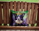 Border Collie King of Mardi Gras Throw Pillow - 14x14 Decorative Pillow – Art for Your Home & Patio