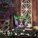 Border Collie King of Mardi Gras Throw Pillow - 14x14 Decorative Pillow – Art for Your Home & Patio