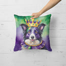 Border Collie King of Mardi Gras Throw Pillow