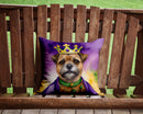 Border Terrier King of Mardi Gras Throw Pillow - 14x14 Decorative Pillow – Art for Your Home & Patio