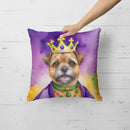 Border Terrier King of Mardi Gras Throw Pillow