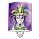 Borzoi King of Mardi Gras Ceramic Night Light