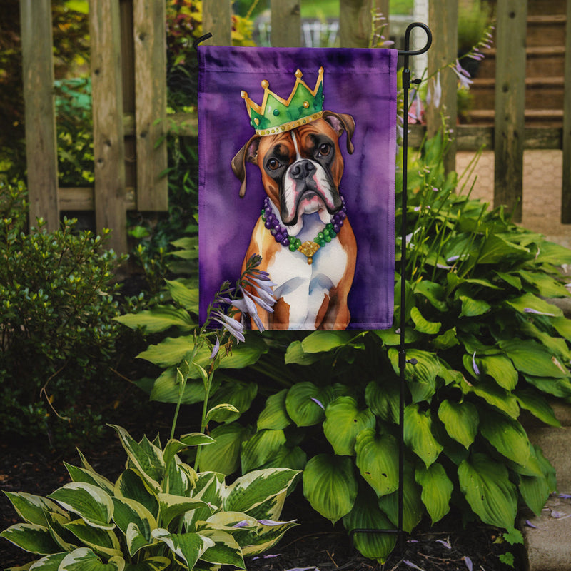 Boxer King of Mardi Gras Garden Flag - Vibrant Dog-Themed Yard Decor by Caroline's Treasures