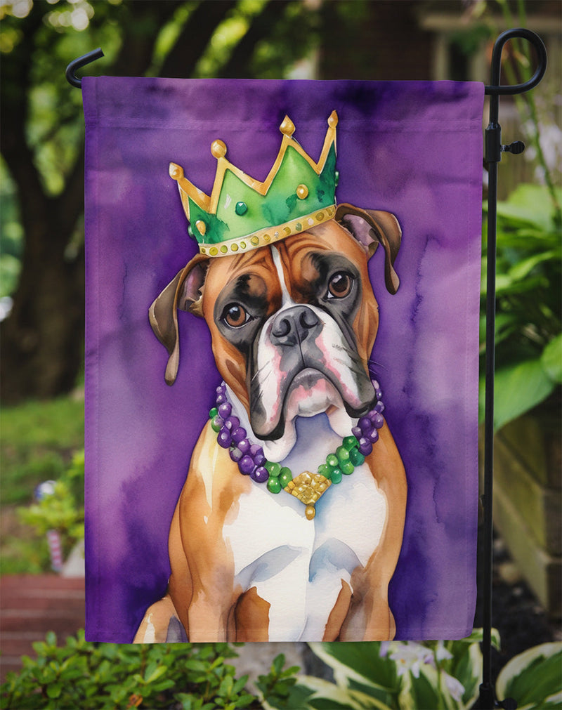 Boxer King of Mardi Gras Garden Flag - Vibrant Dog-Themed Yard Decor by Caroline's Treasures