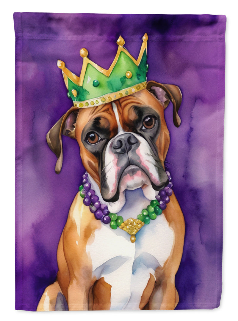 Boxer King of Mardi Gras Garden Flag - Vibrant Dog-Themed Yard Decor by Caroline's Treasures