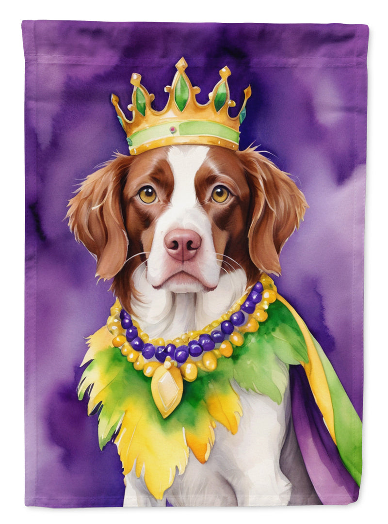 Brittany Spaniel King of Mardi Gras Garden Flag - Vibrant Dog-Themed Yard Decor by Caroline's Treasures