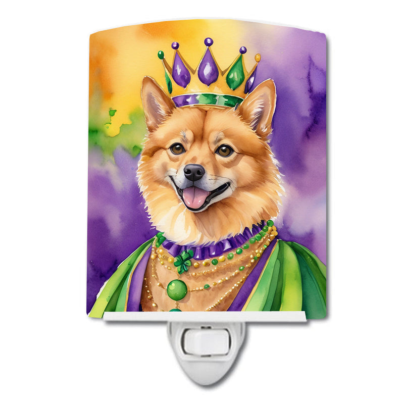 Finnish Spitz King of Mardi Gras Ceramic Night Light