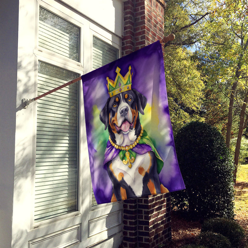 Greater Swiss Mountain Dog King of Mardi Gras House Flag