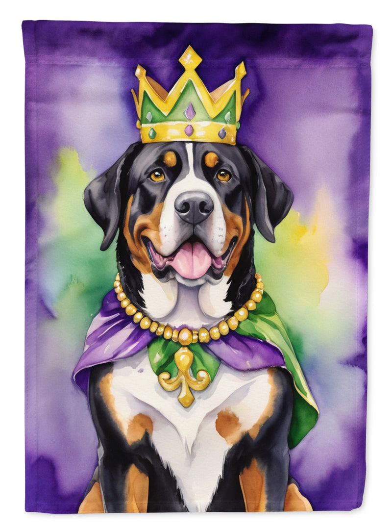 Greater Swiss Mountain Dog King of Mardi Gras House Flag