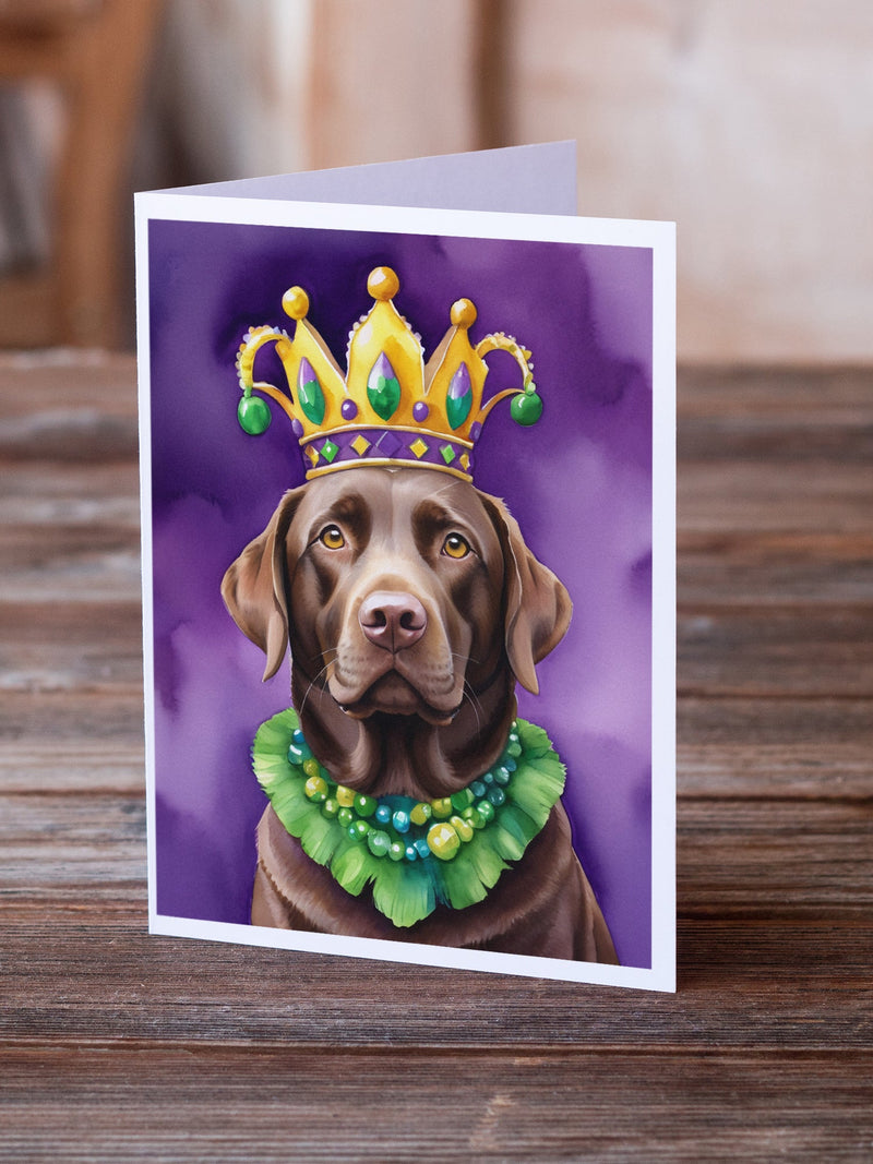 Labrador Retriever King of Mardi Gras Greeting Cards Pack of 8