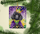 Black Poodle King of Mardi Gras Porcelain Ornament