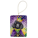Black Poodle King of Mardi Gras Porcelain Ornament