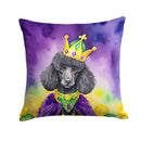 Black Poodle King of Mardi Gras Throw Pillow - 14x14 Decorative Pillow – Art for Your Home & Patio