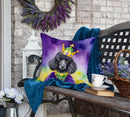 Black Poodle King of Mardi Gras Throw Pillow