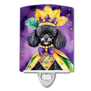 Black Poodle King of Mardi Gras Ceramic Night Light