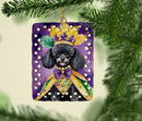 Black Poodle King of Mardi Gras Porcelain Ornament