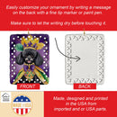 Black Poodle King of Mardi Gras Porcelain Ornament