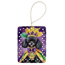 Black Poodle King of Mardi Gras Porcelain Ornament