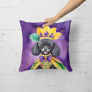 Black Poodle King of Mardi Gras Throw Pillow